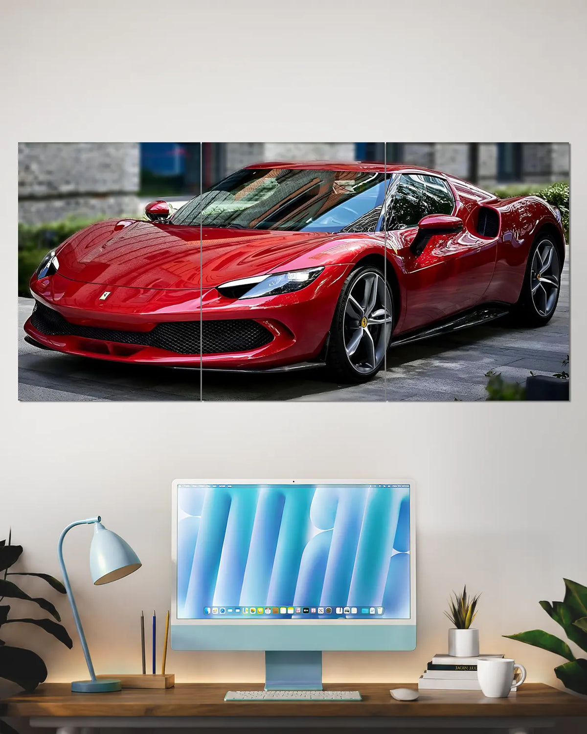 Ferrari SF90 Stradale Red Supercar Wall Poster | Luxury Car Wall Art