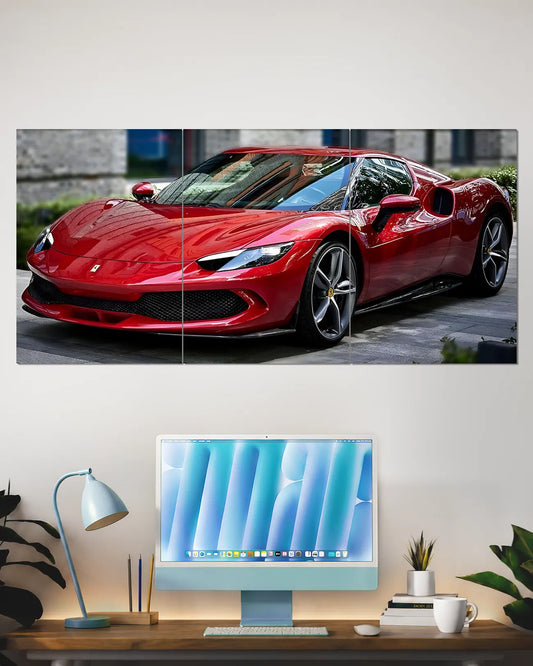 Ferrari SF90 Stradale Red Supercar Wall Poster | Luxury Car Wall Art