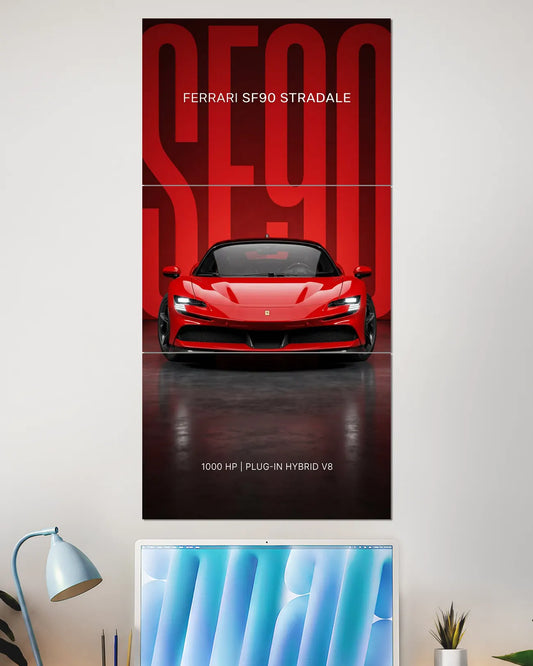 Ferrari SF90 Stradale Red Supercar Wall Poster | Performance Car Wall Art
