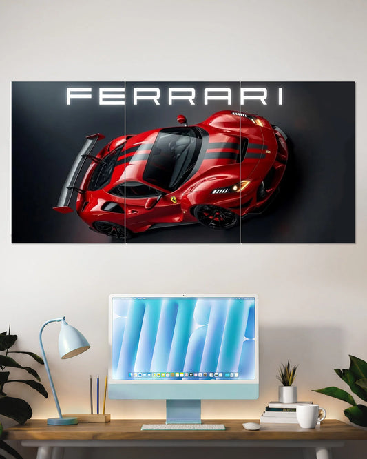 Ferrari SF90 XX Stradale Red Split Wall Poster – Hypercar Wall Art