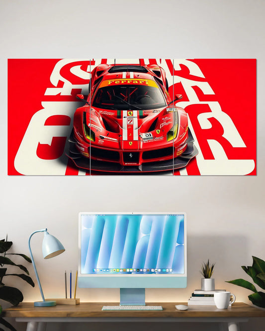 Ferrari Racing Car Split Wall Poster – Motorsport Wall Art