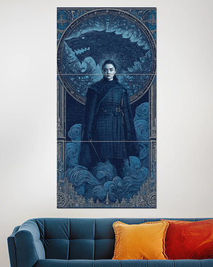 Game of Thrones Arya Stark Winter Wolf Split Wall Poster | Web Series Wall Art