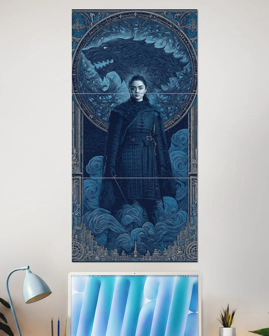 Game of Thrones Arya Stark Winter Wolf Split Wall Poster | Web Series Wall Art