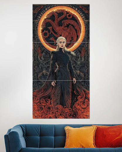 Game of Thrones Daenerys Targaryen Split Wall Poster | Dragon Queen Wall Art