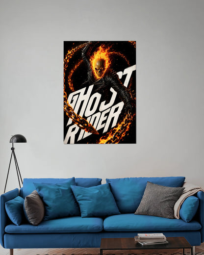 Ghost Rider Flaming Chain Poster | Marvel Spirit of Vengeance Wall Art