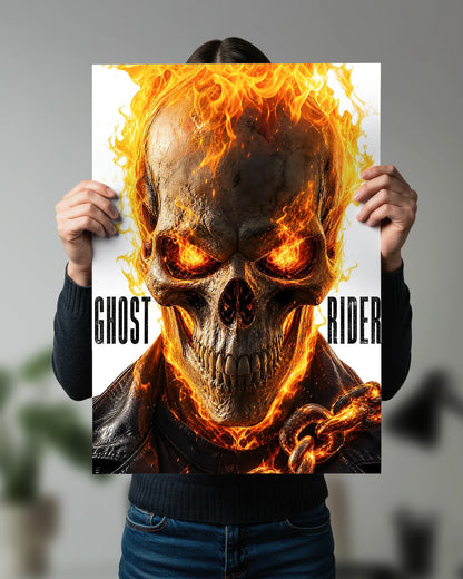 Ghost Rider Burning Skull Poster | Marvel Hellfire Wall Art