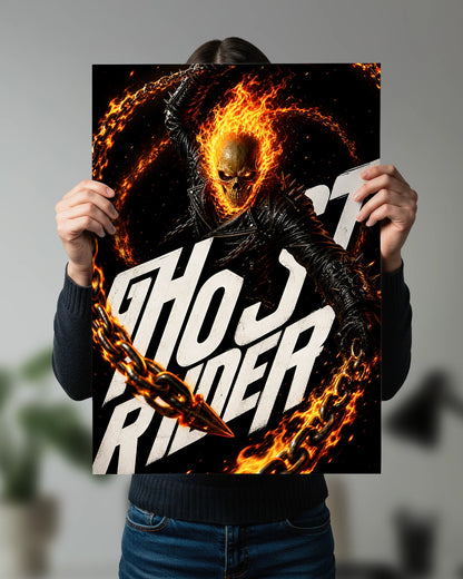 Ghost Rider Flaming Chain Poster | Marvel Spirit of Vengeance Wall Art