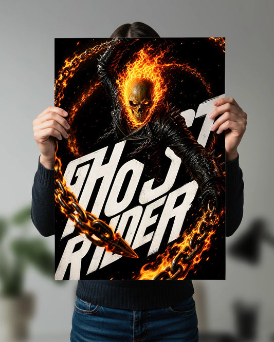 Ghost Rider Flaming Chain Poster | Marvel Spirit of Vengeance Wall Art