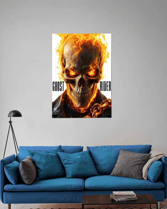 Ghost Rider Burning Skull Poster | Marvel Hellfire Wall Art