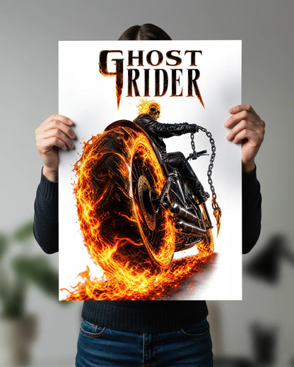 Ghost Rider Hellfire Motorcycle Poster | Marvel Wall Art