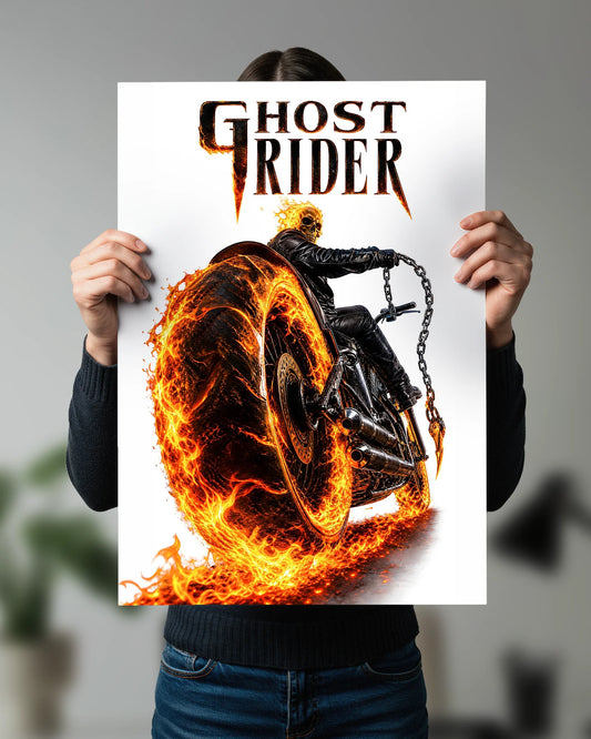Ghost Rider Hellfire Motorcycle Poster | Marvel Wall Art