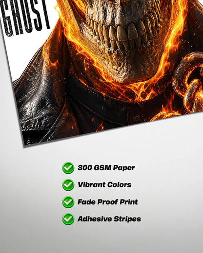 Ghost Rider Burning Skull Poster | Marvel Hellfire Wall Art