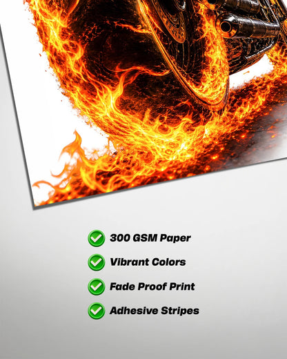 Ghost Rider Hellfire Motorcycle Poster | Marvel Wall Art