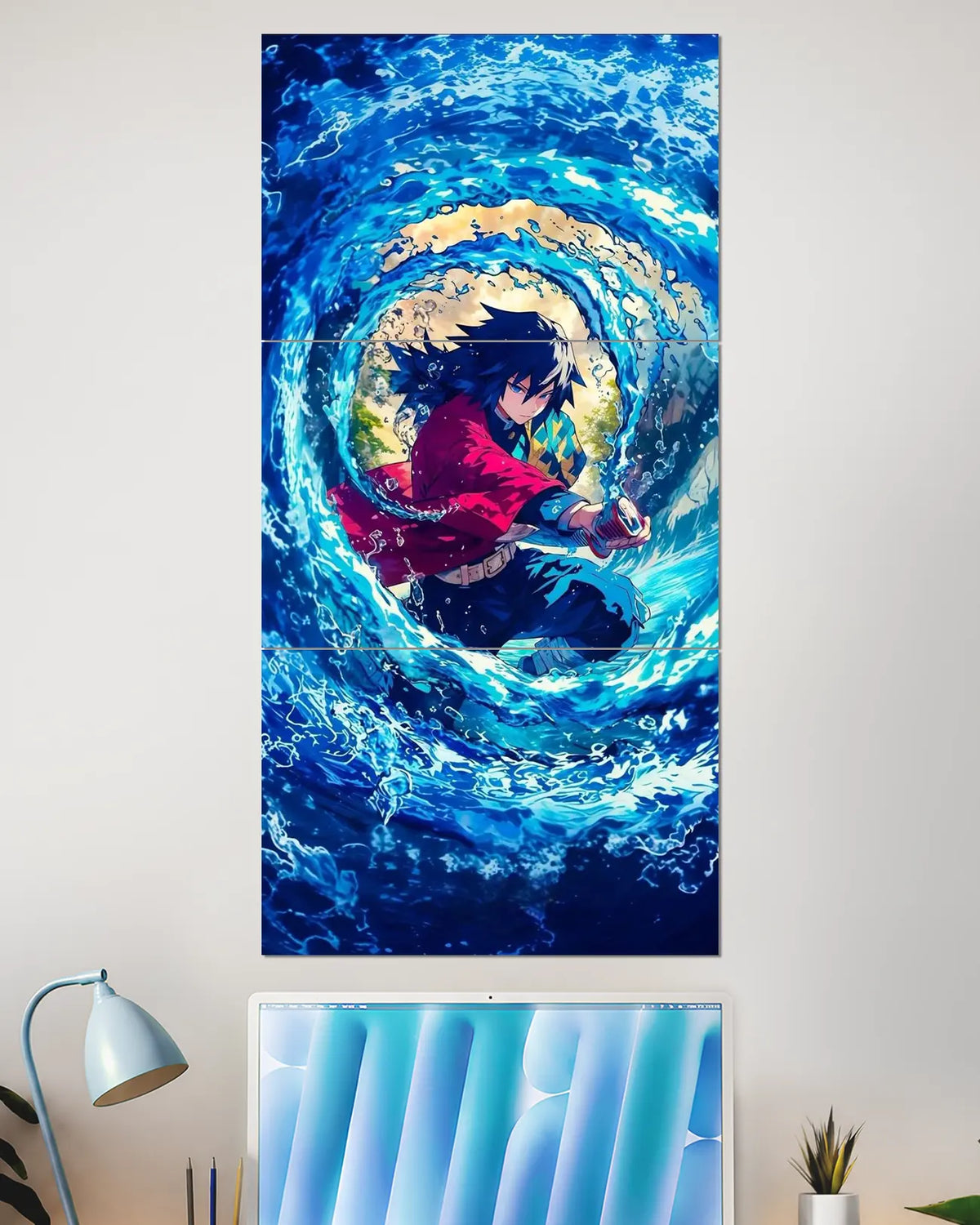 Tanjiro Kamado Water Breathing Split Wall Poster | Demon Slayer Wall Art