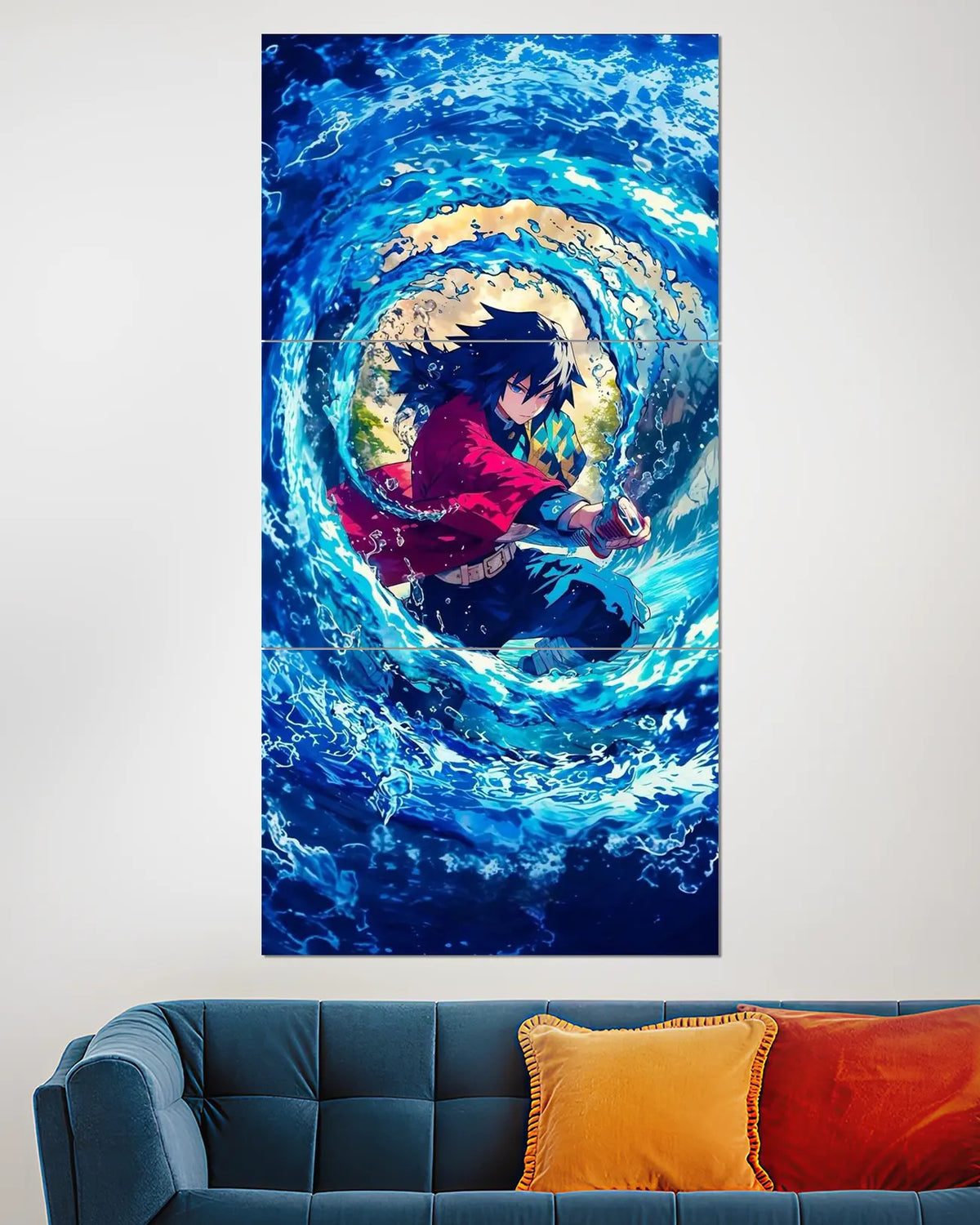 Tanjiro Kamado Water Breathing Split Wall Poster | Demon Slayer Wall Art
