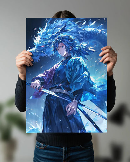 Giyu Tomioka Water Dragon Anime Wall Poster | Demon Slayer Art