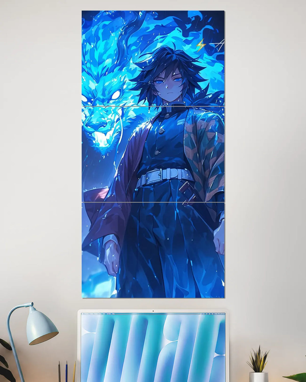 Giyu Tomioka Water Hashira Split Wall Poster | Anime Wall Art