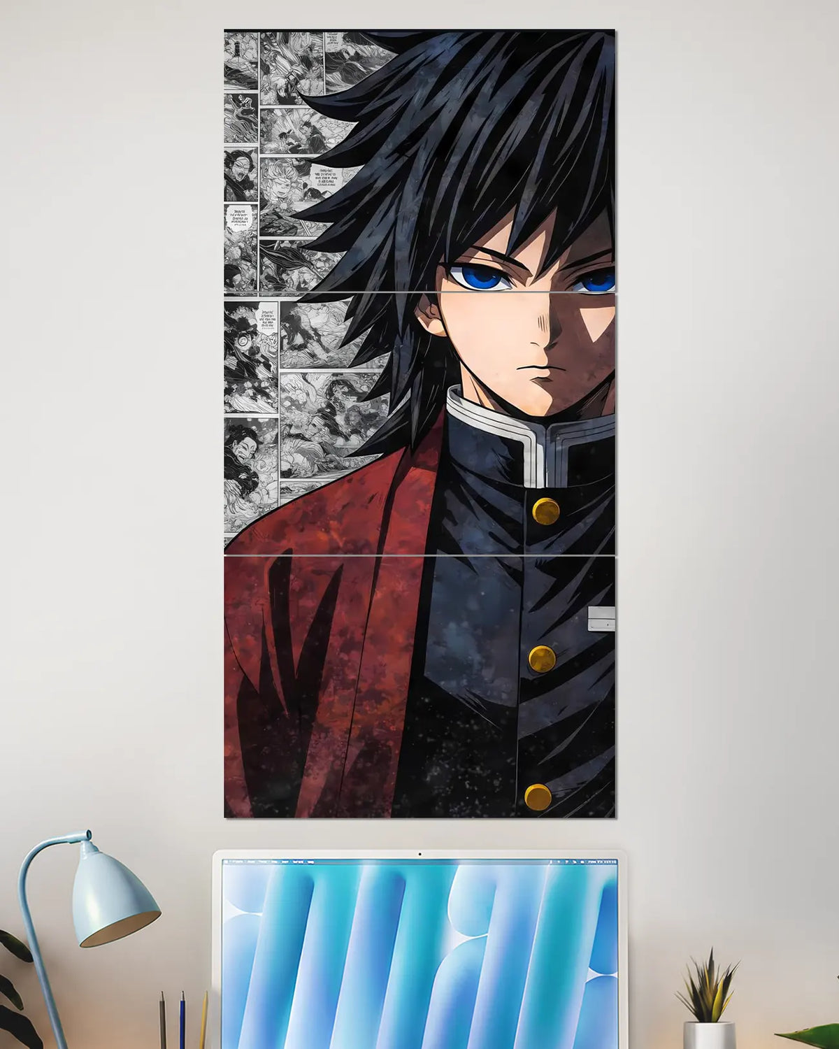 Giyu Tomioka Water Hashira Split Wall Poster | Demon Slayer Wall Art