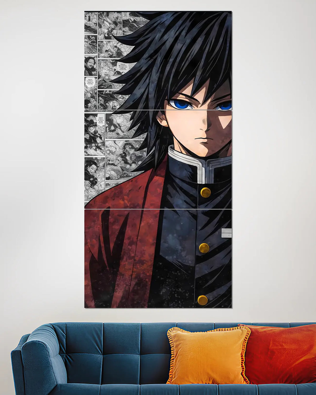 Giyu Tomioka Water Hashira Split Wall Poster | Demon Slayer Wall Art