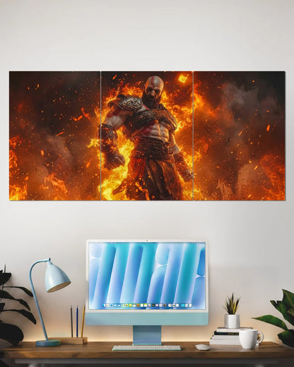 God of War Kratos Fire Split Wall Poster | Gaming Wall Art