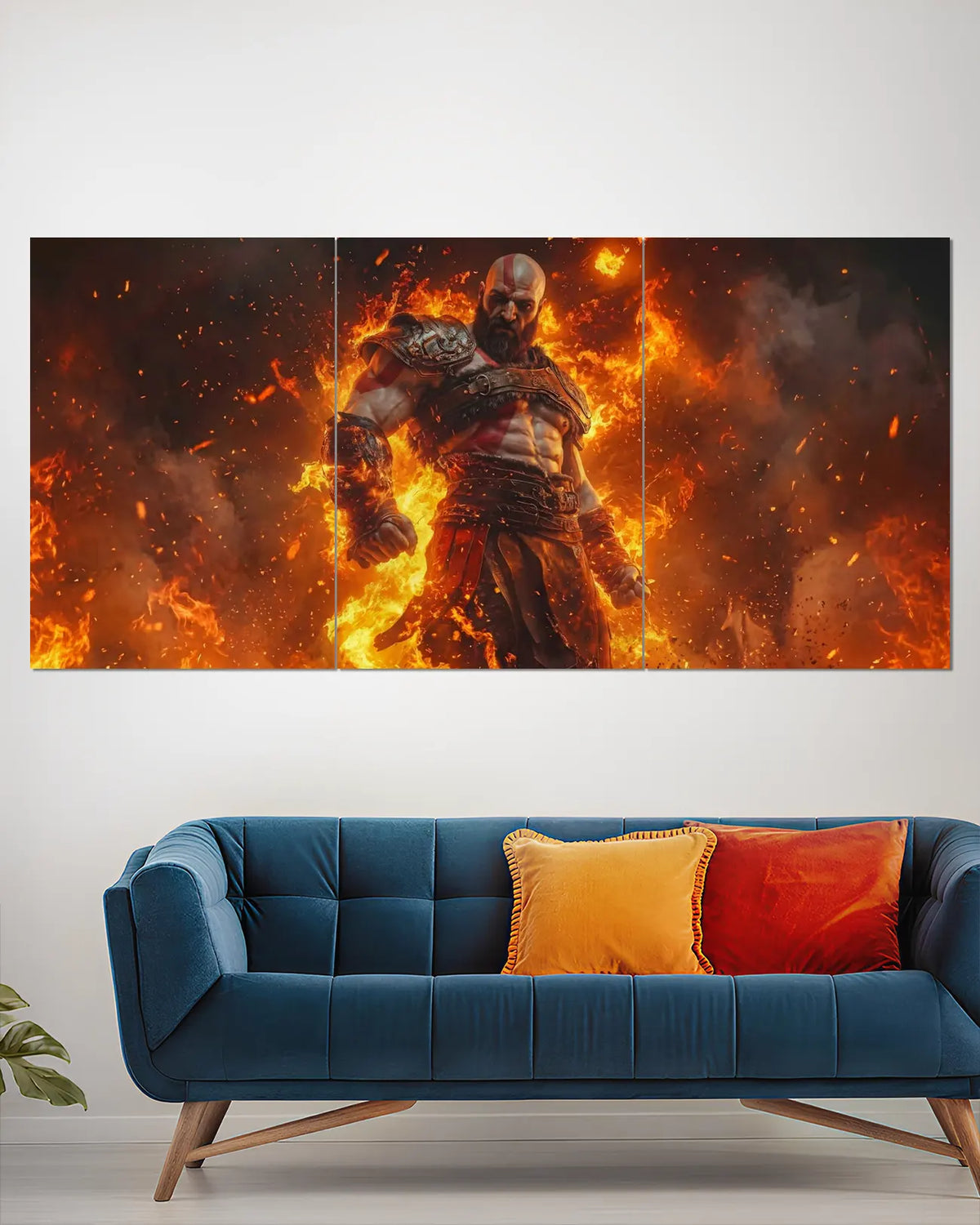 God of War Kratos Fire Split Wall Poster | Gaming Wall Art
