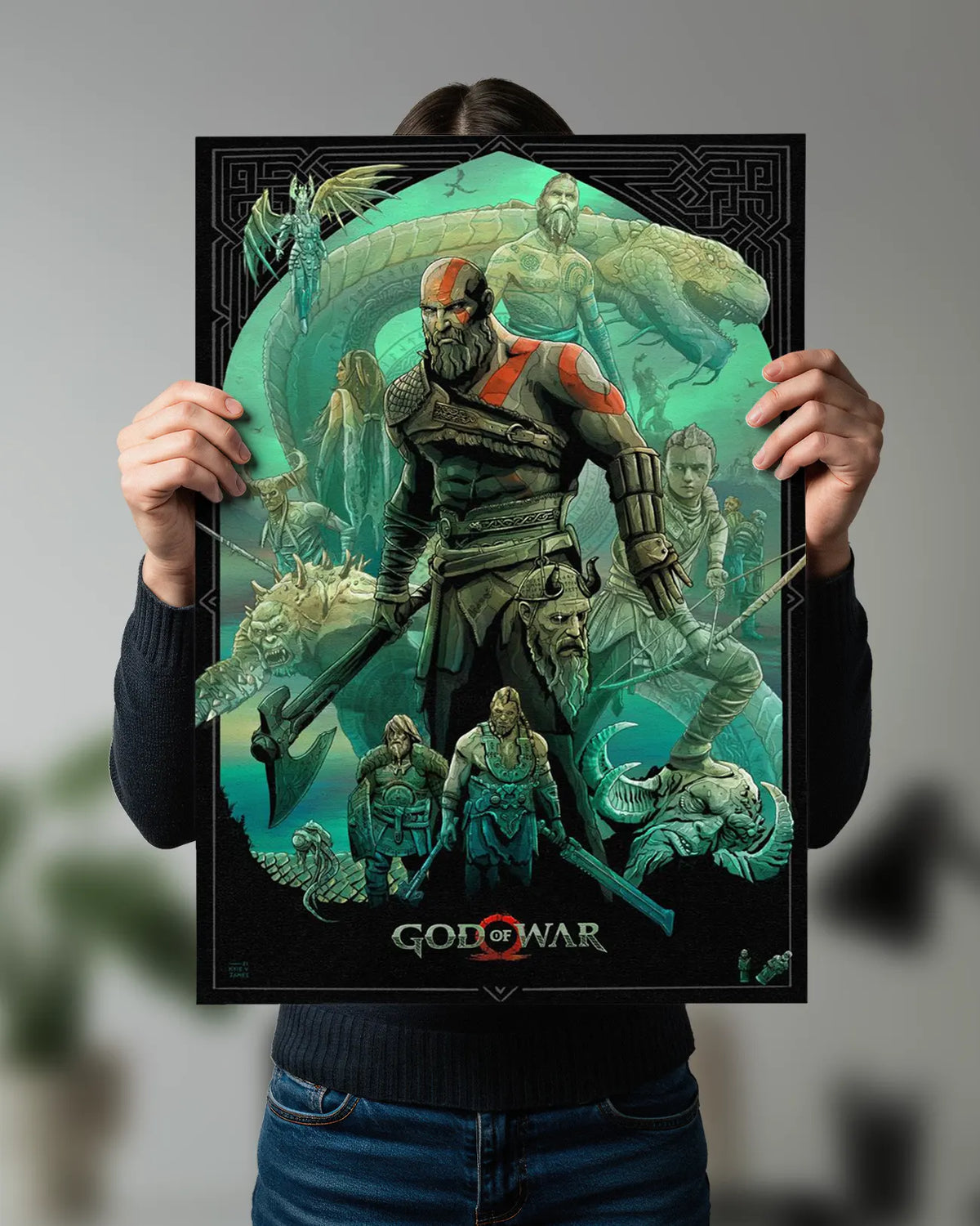 Kratos God of War Wall Poster | Norse Warrior Art