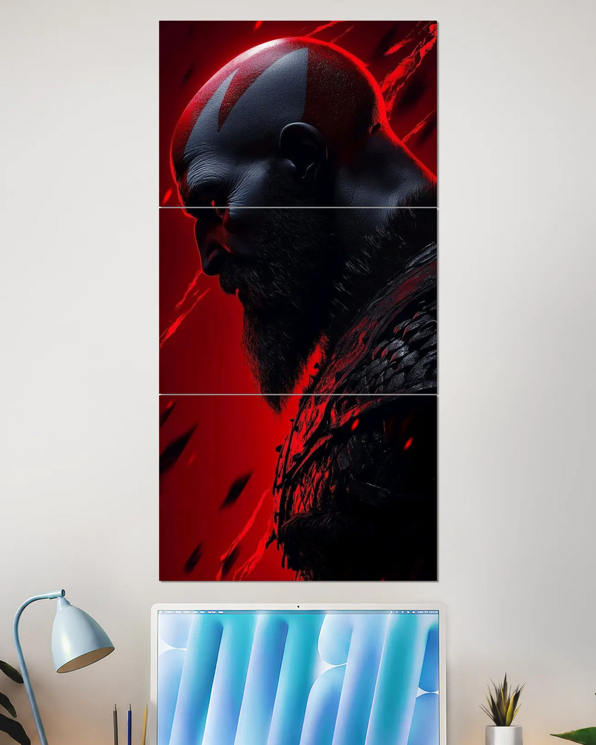 Kratos God of War Red Split Wall Poster | Gaming Wall Art