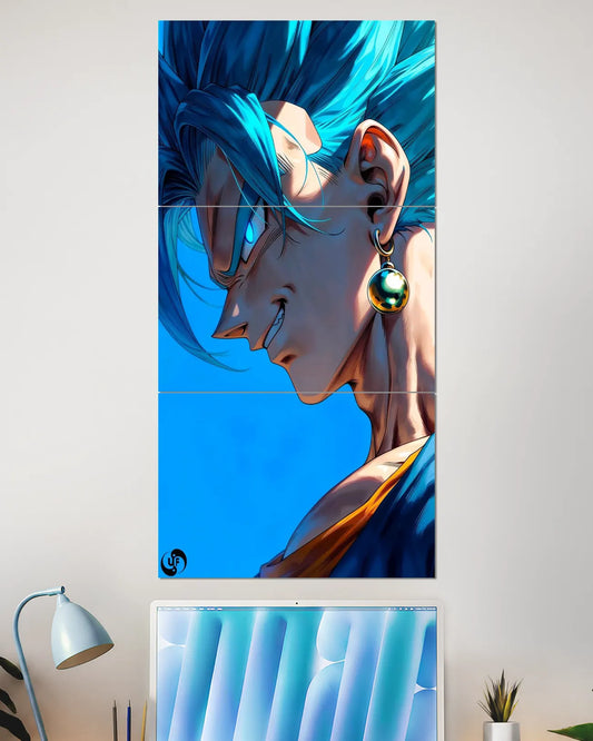 Gogeta Blue Close-Up Split Wall Poster | Dragon Ball Anime Art
