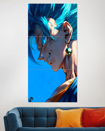 Gogeta Blue Close-Up Split Wall Poster | Dragon Ball Anime Art