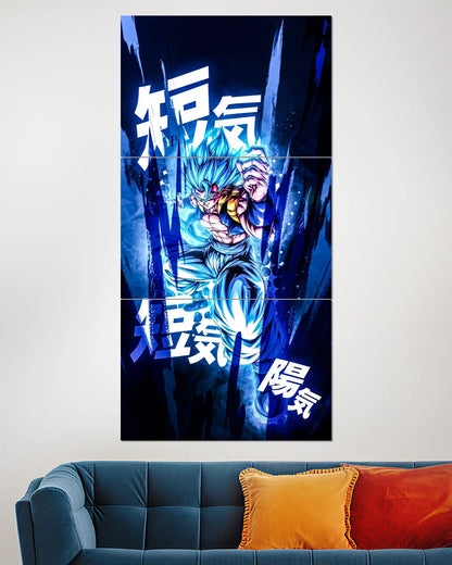Gogeta Blue Power Split Wall Poster | Dragon Ball Anime Art