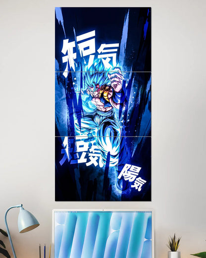 Gogeta Blue Power Split Wall Poster | Dragon Ball Anime Art