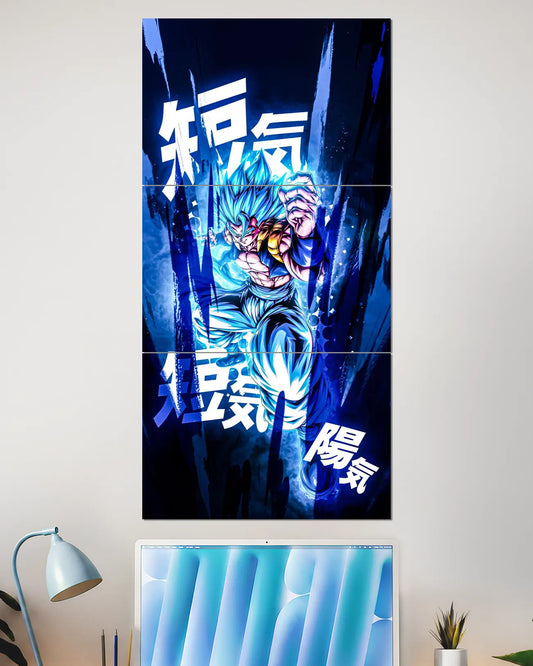 Gogeta Blue Power Split Wall Poster | Dragon Ball Anime Art