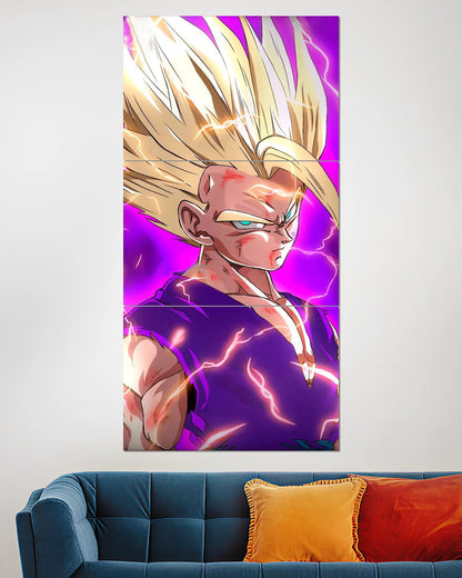 Gohan Super Saiyan Split Wall Poster | Dragon Ball Anime Art