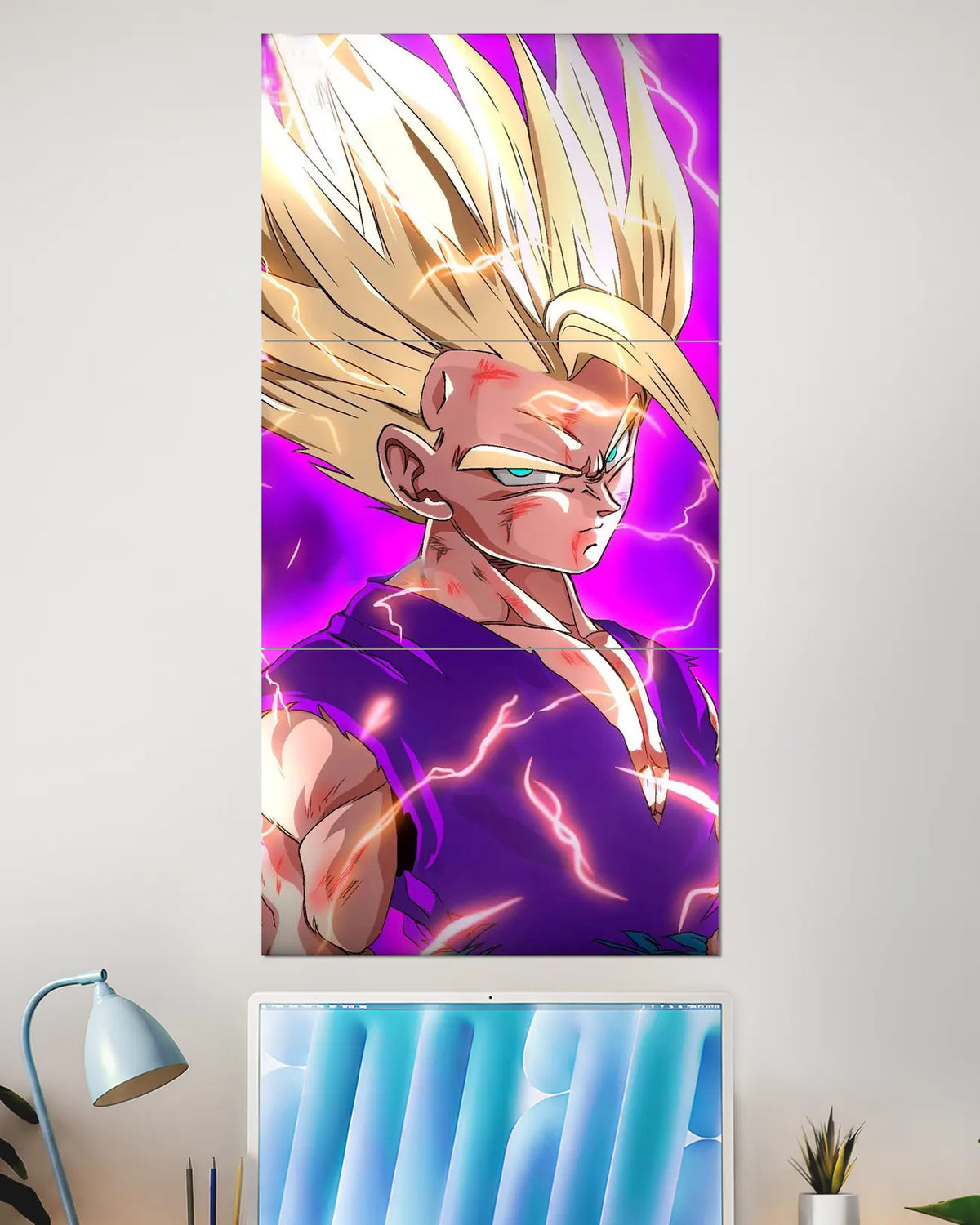 Gohan Super Saiyan Split Wall Poster | Dragon Ball Anime Art