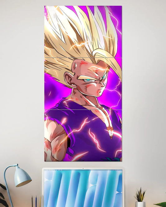 Gohan Super Saiyan Split Wall Poster | Dragon Ball Anime Art