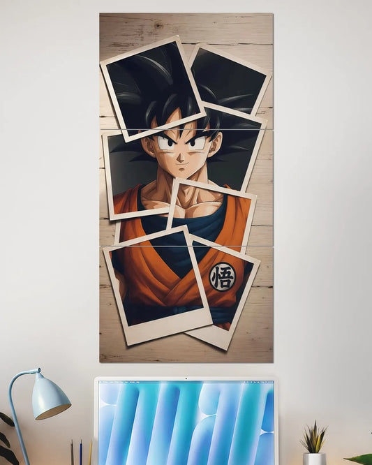 Goku Polaroid Photo Collage Split Wall Poster | Dragon Ball Art