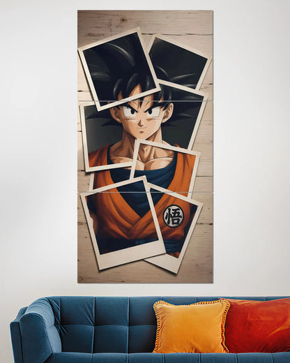 Goku Polaroid Photo Collage Split Wall Poster | Dragon Ball Art