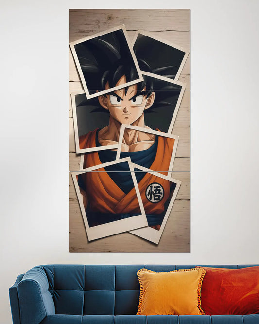 Goku Polaroid Photo Collage Split Wall Poster | Dragon Ball Art