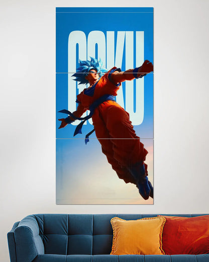 Goku Super Saiyan Blue Action Split Wall Poster | Dragon Ball Art