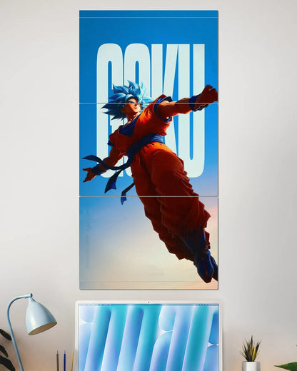 Goku Super Saiyan Blue Action Split Wall Poster | Dragon Ball Art