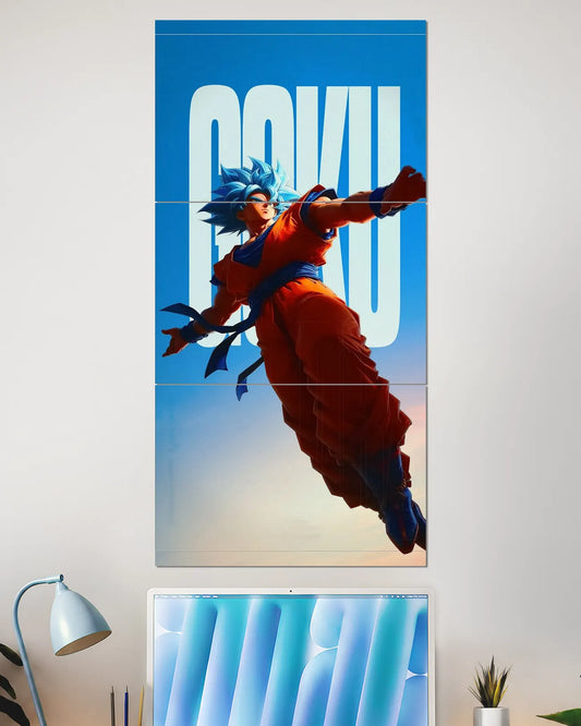Goku Super Saiyan Blue Action Split Wall Poster | Dragon Ball Art