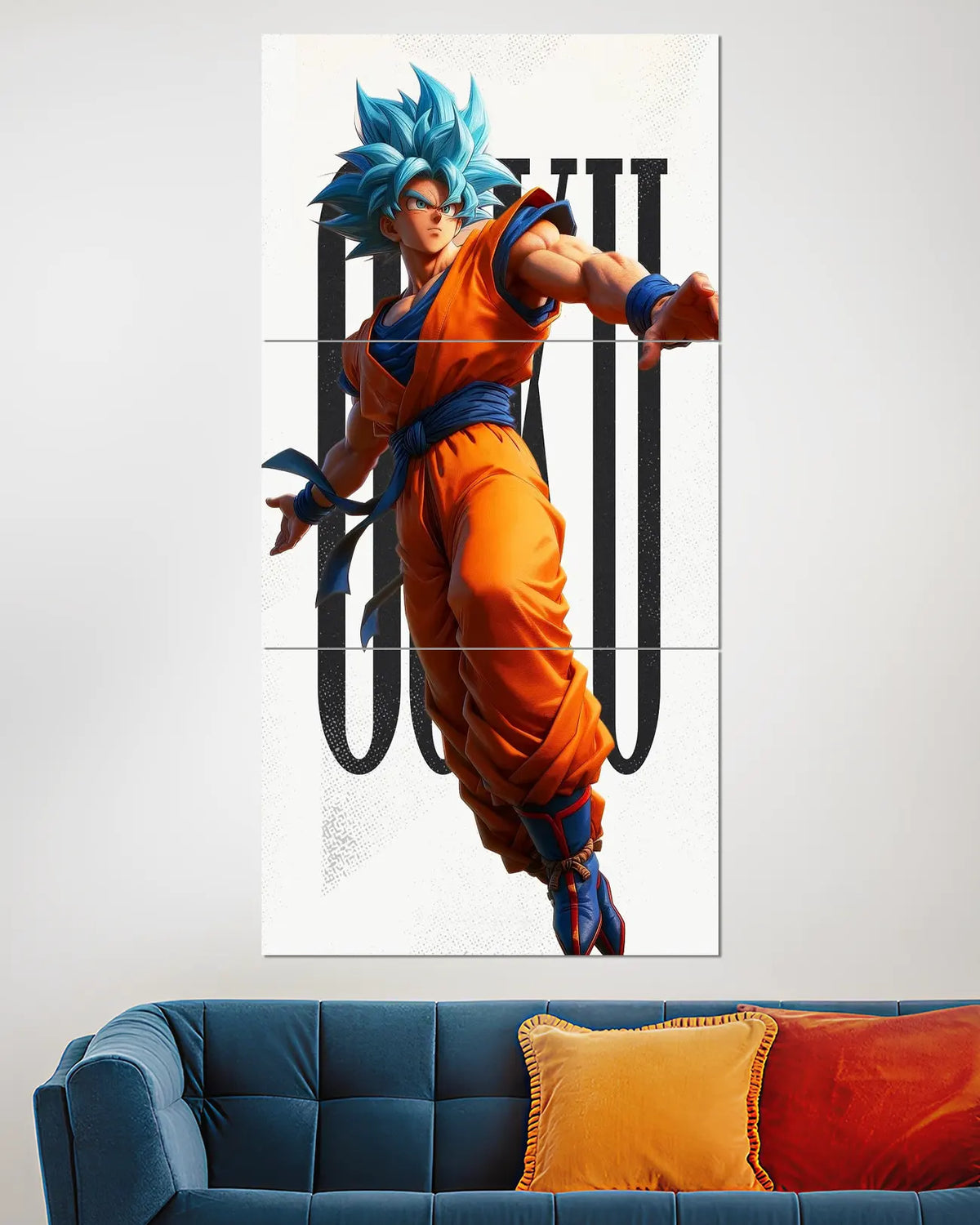 Goku Super Saiyan Blue Orange Split Wall Poster | Dragon Ball Art