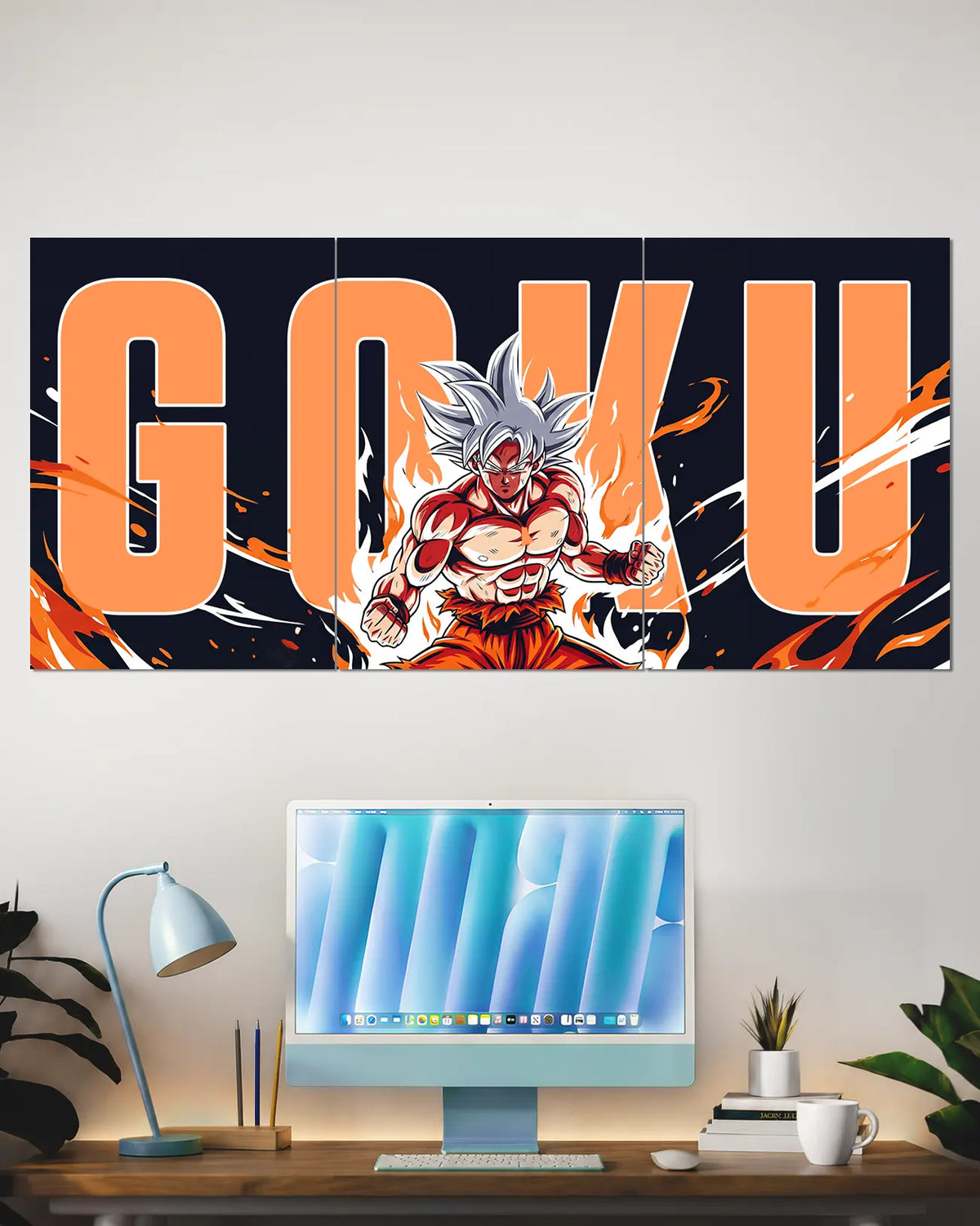 Goku Ultra Instinct Orange Split Wall Poster | Dragon Ball Anime Art