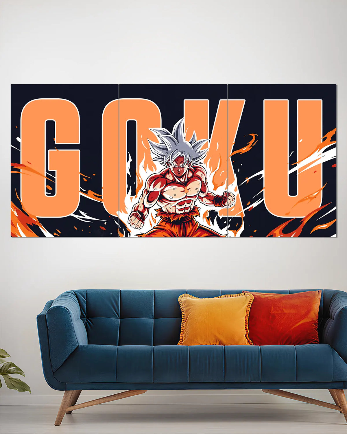 Goku Ultra Instinct Orange Split Wall Poster | Dragon Ball Anime Art