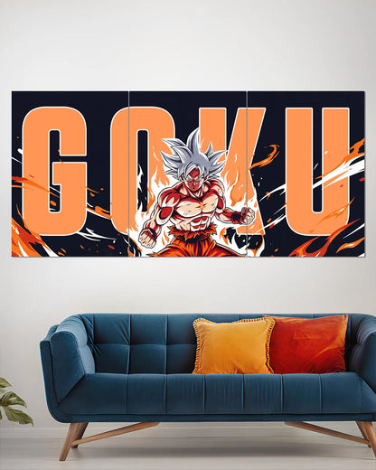 Goku Ultra Instinct Orange Split Wall Poster | Dragon Ball Anime Art