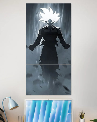 Goku Ultra Instinct White Hair Split Wall Poster | Dragon Ball Art