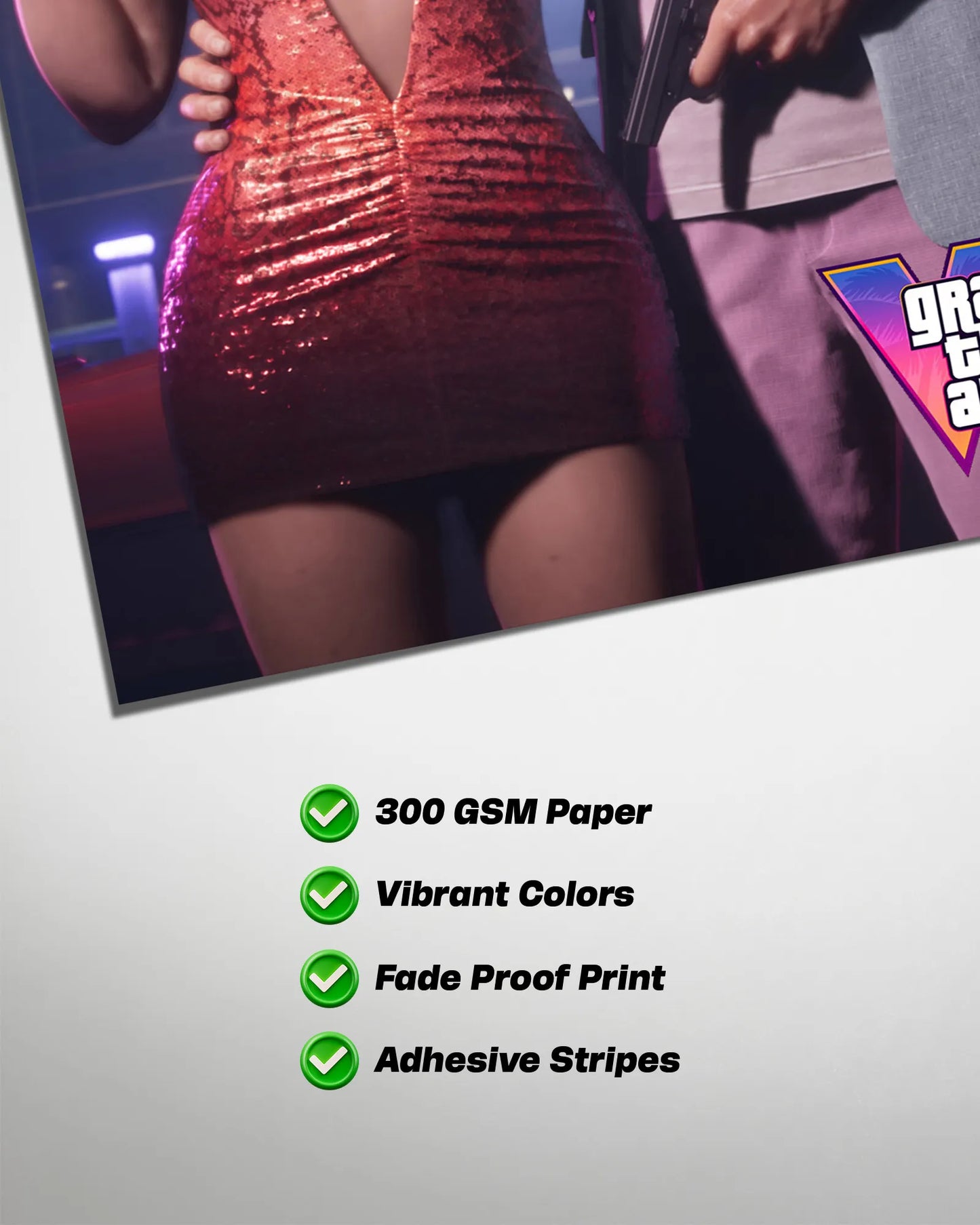 GTA VI Jason & Lucia Poster | Grand Theft Auto 6 Neon Gaming Wall Art