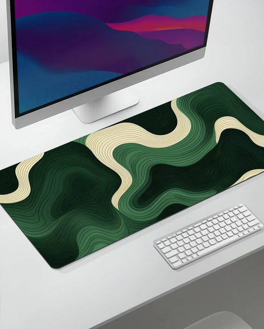 Abstract Green Desk Mat | Aesthetic Gaming & Office Mouse Pad