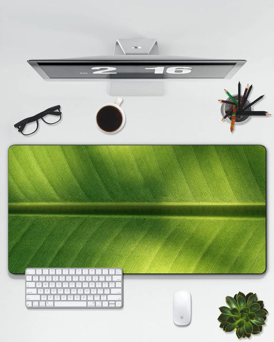 Green Leaf Desk Mat | Nature Aesthetic Gaming & Office Mouse Pad