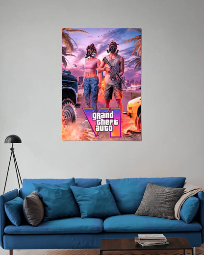 GTA 6 Jason & Lucia Wall Poster | Grand Theft Auto VI